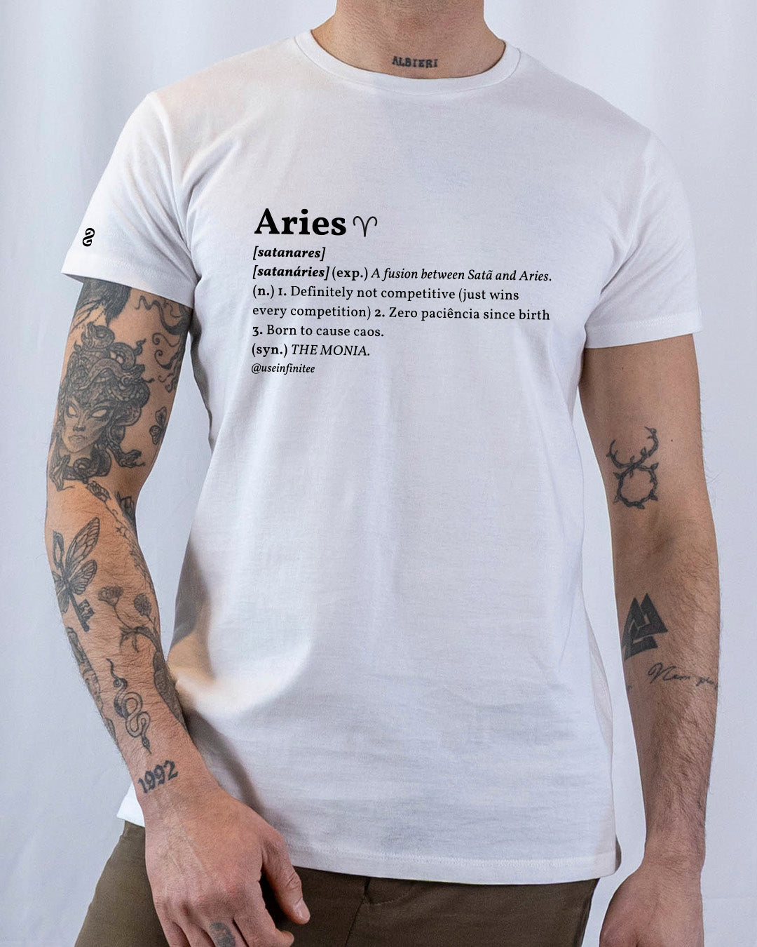 Aries Basic White/Black Unisex T-shirt