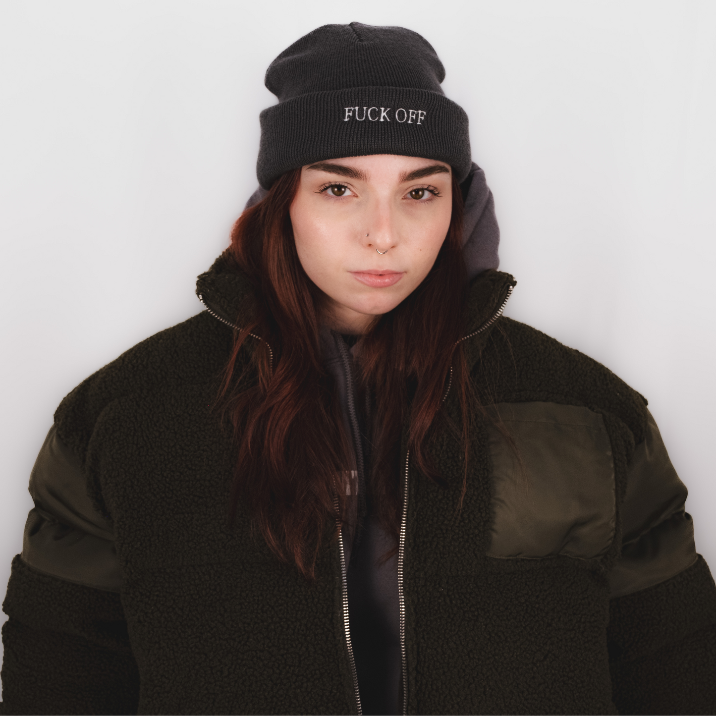 DualStyle Grey Cuffed Beanie - Fuck Off