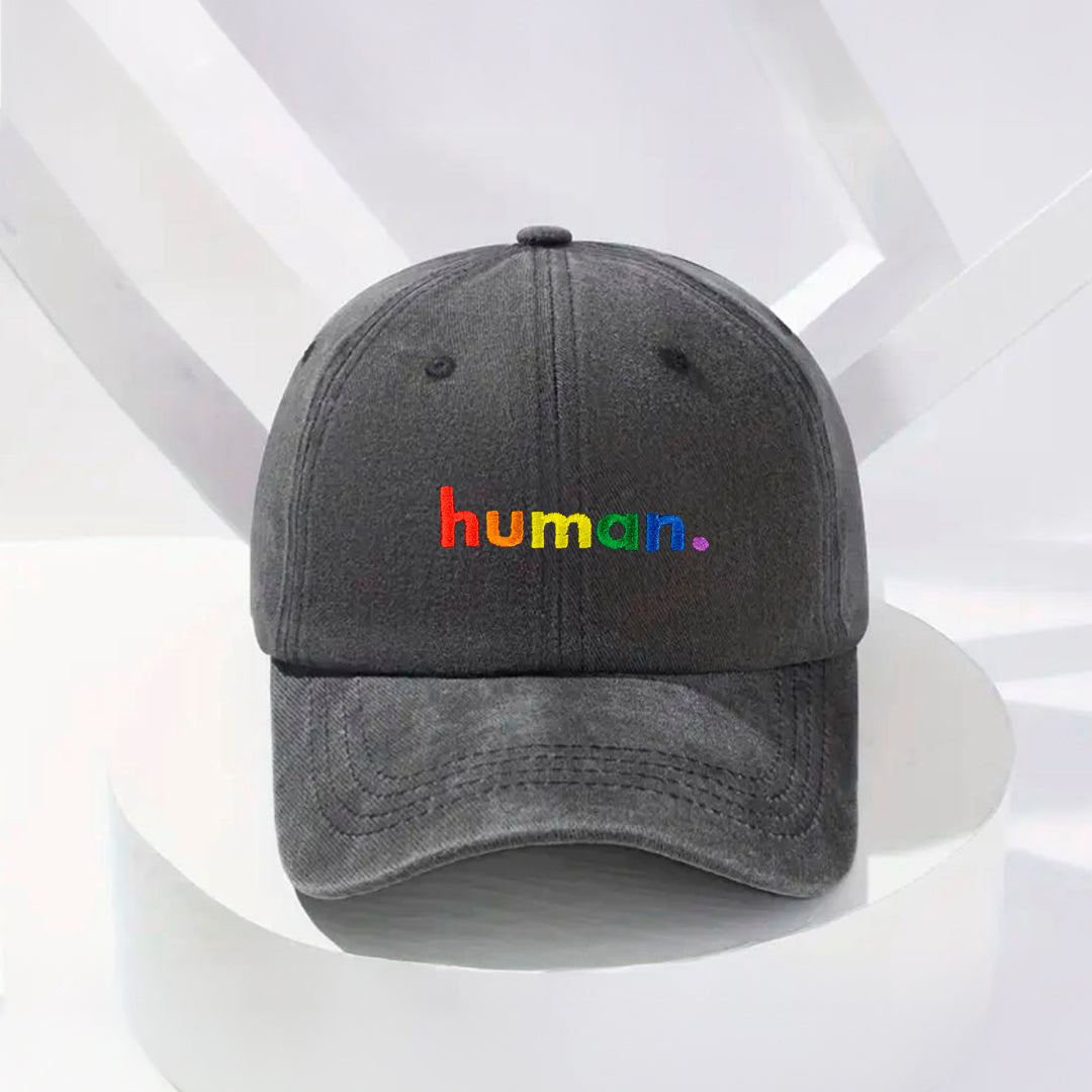 Human Stonewashed Embroidered Hat