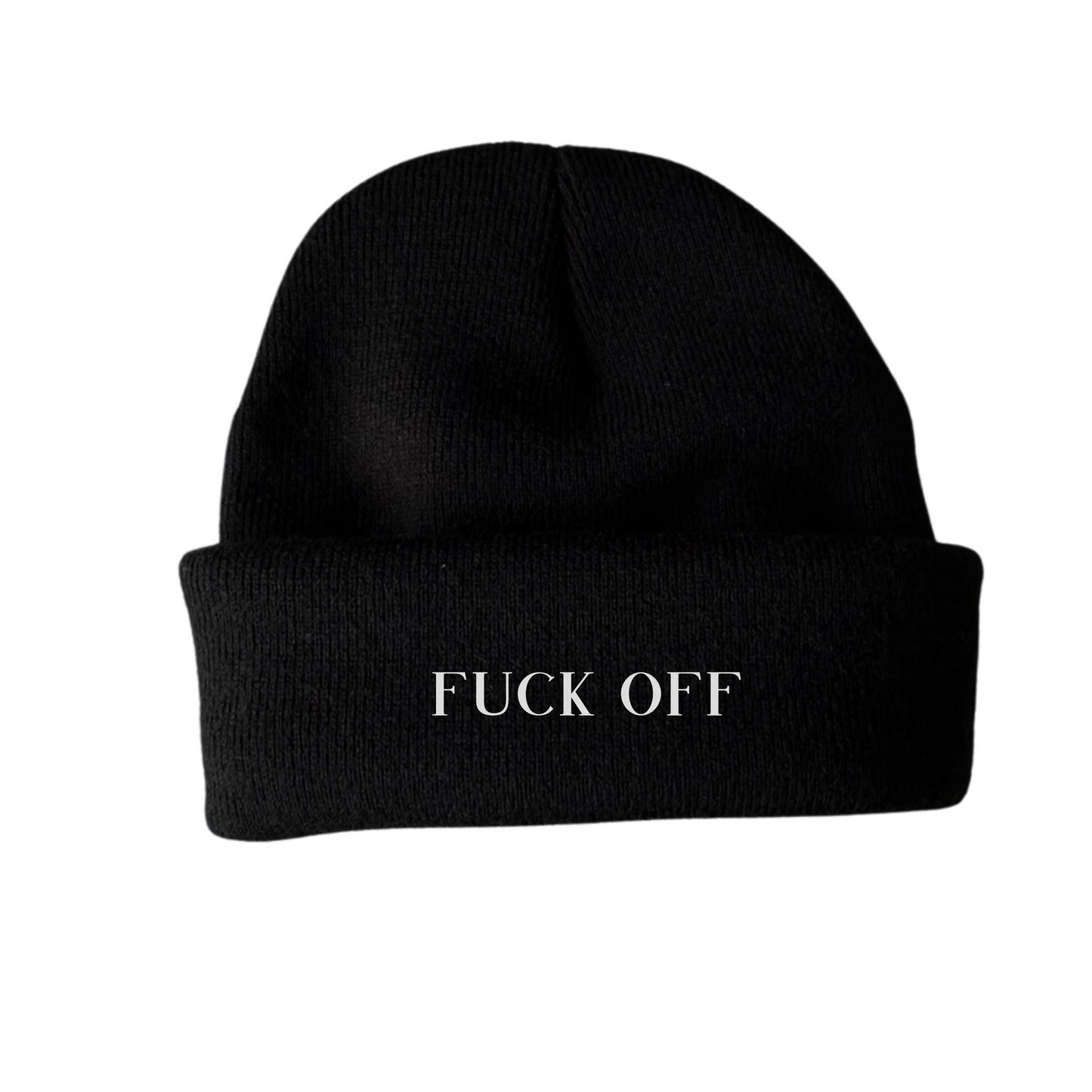 DualStyle Black Cuffed Beanie - Fuck Off