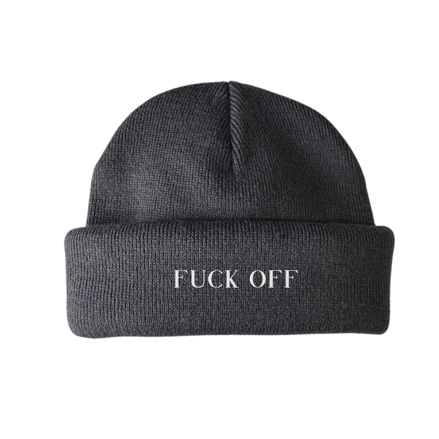 DualStyle Grey Cuffed Beanie - Fuck Off