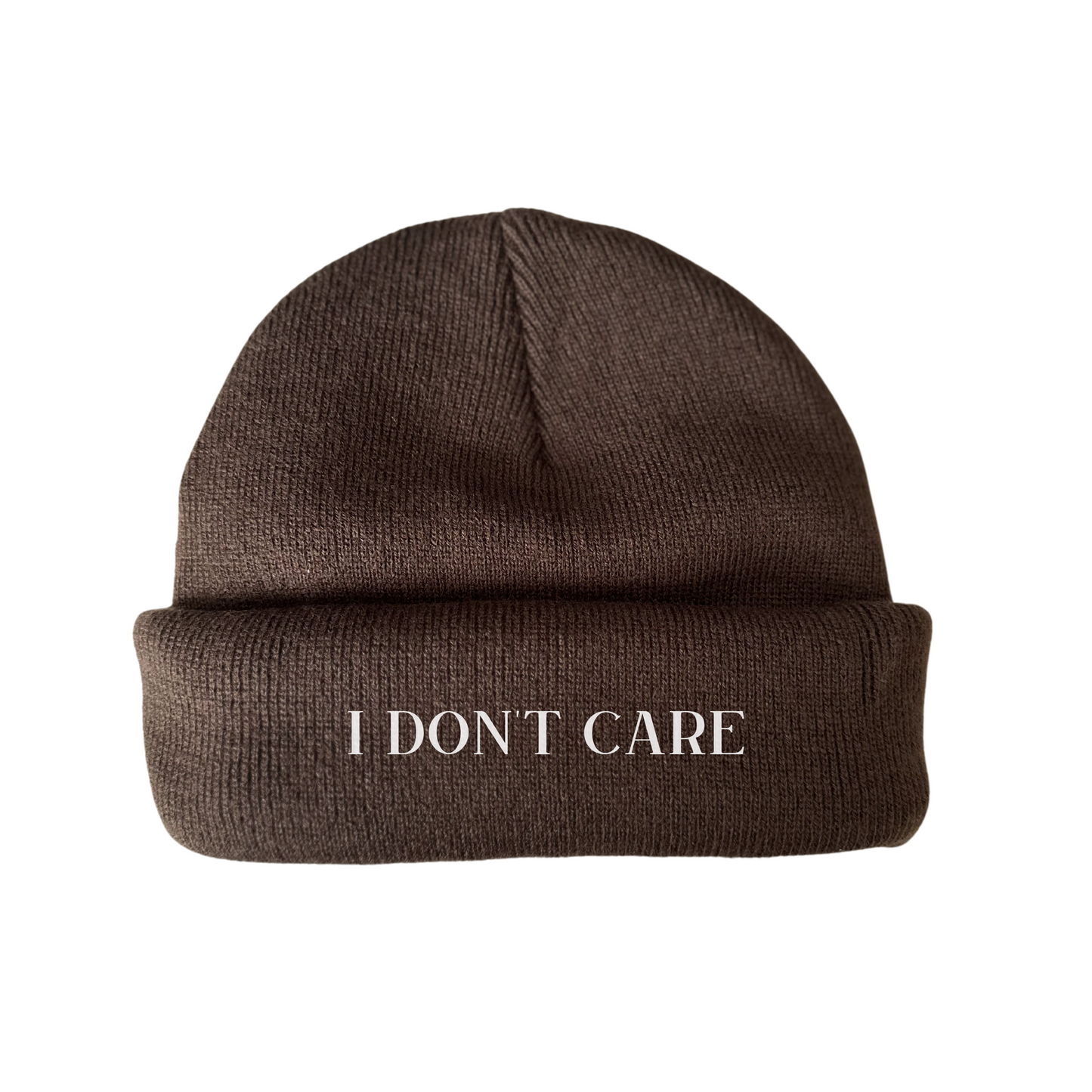 DualStyle Chocolate Cuffed Beanie - I Don't Care