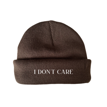 DualStyle Chocolate Cuffed Beanie - I Don't Care