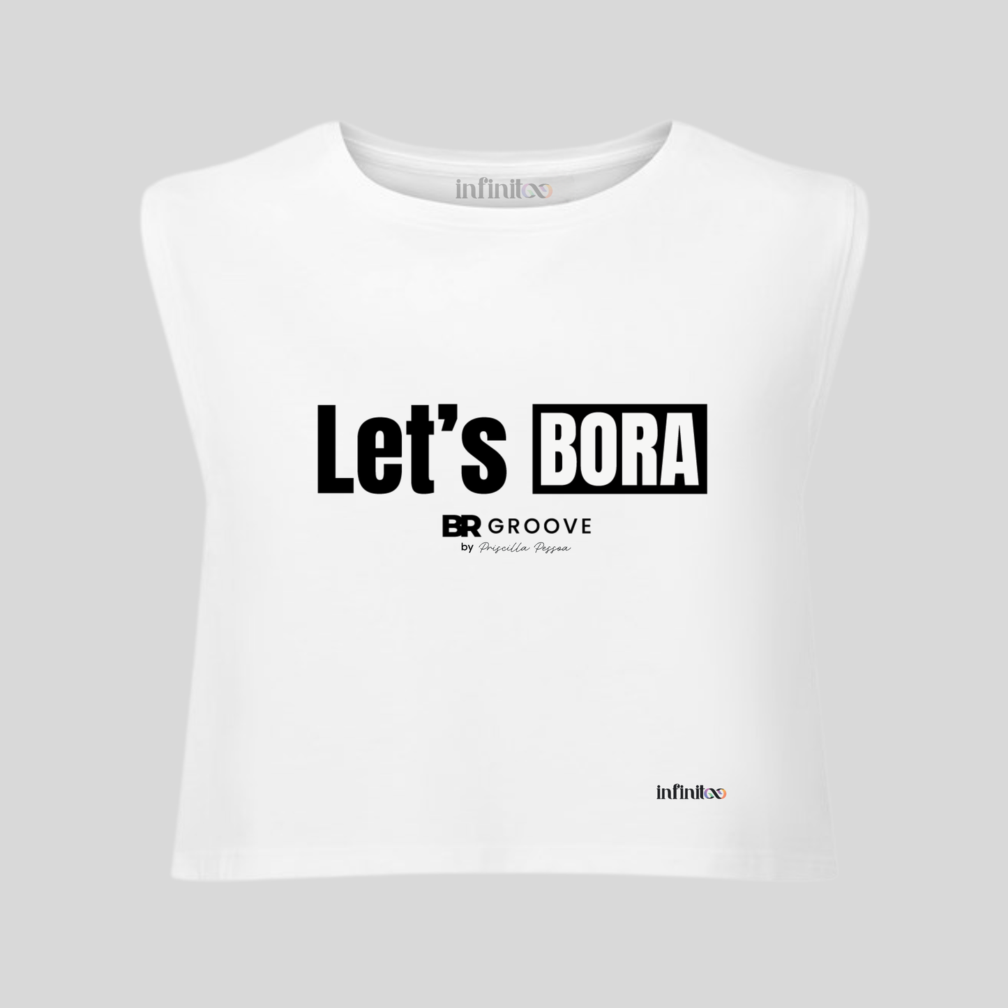 Let's Bora White/Black Unisex Cropped