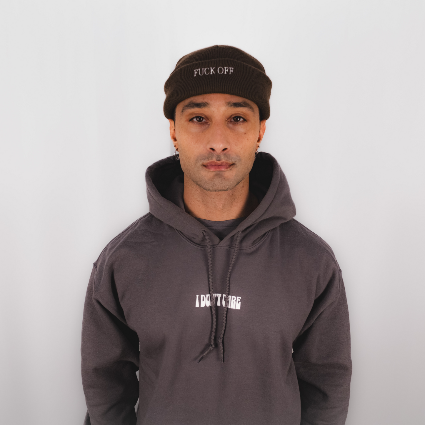 DualStyle Chocolate Cuffed Beanie - Fuck Off