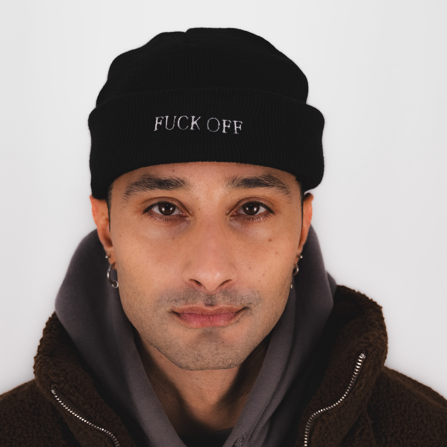 DualStyle Black Cuffed Beanie - Fuck Off