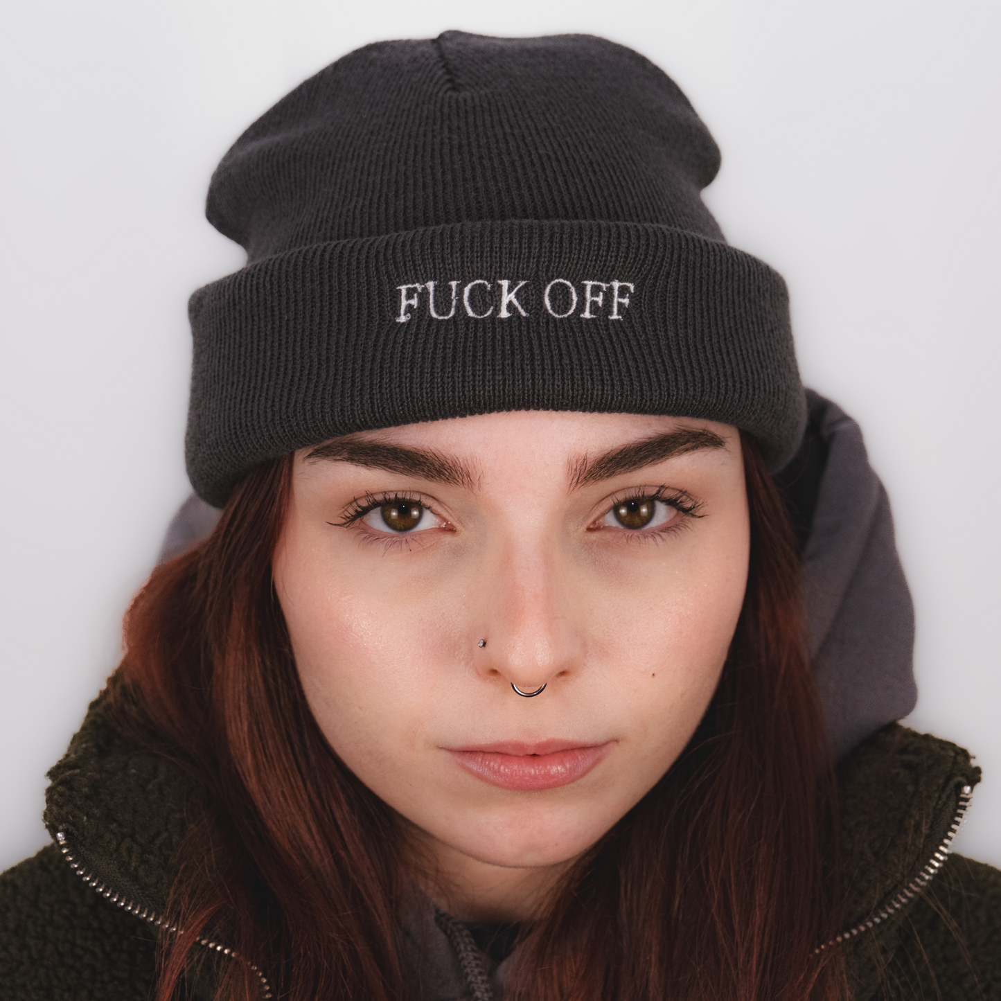 DualStyle Grey Cuffed Beanie - Fuck Off