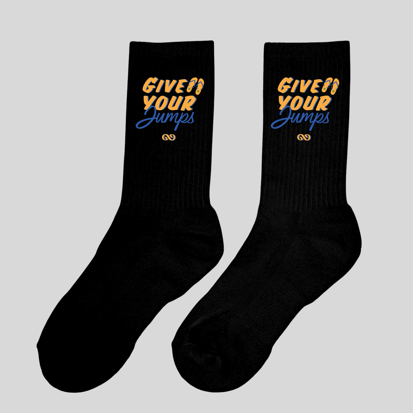 Give Your Jumps Black/White Crew Unisex Socks