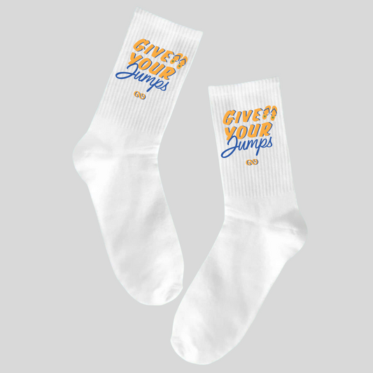 Give Your Jumps Black/White Crew Unisex Socks
