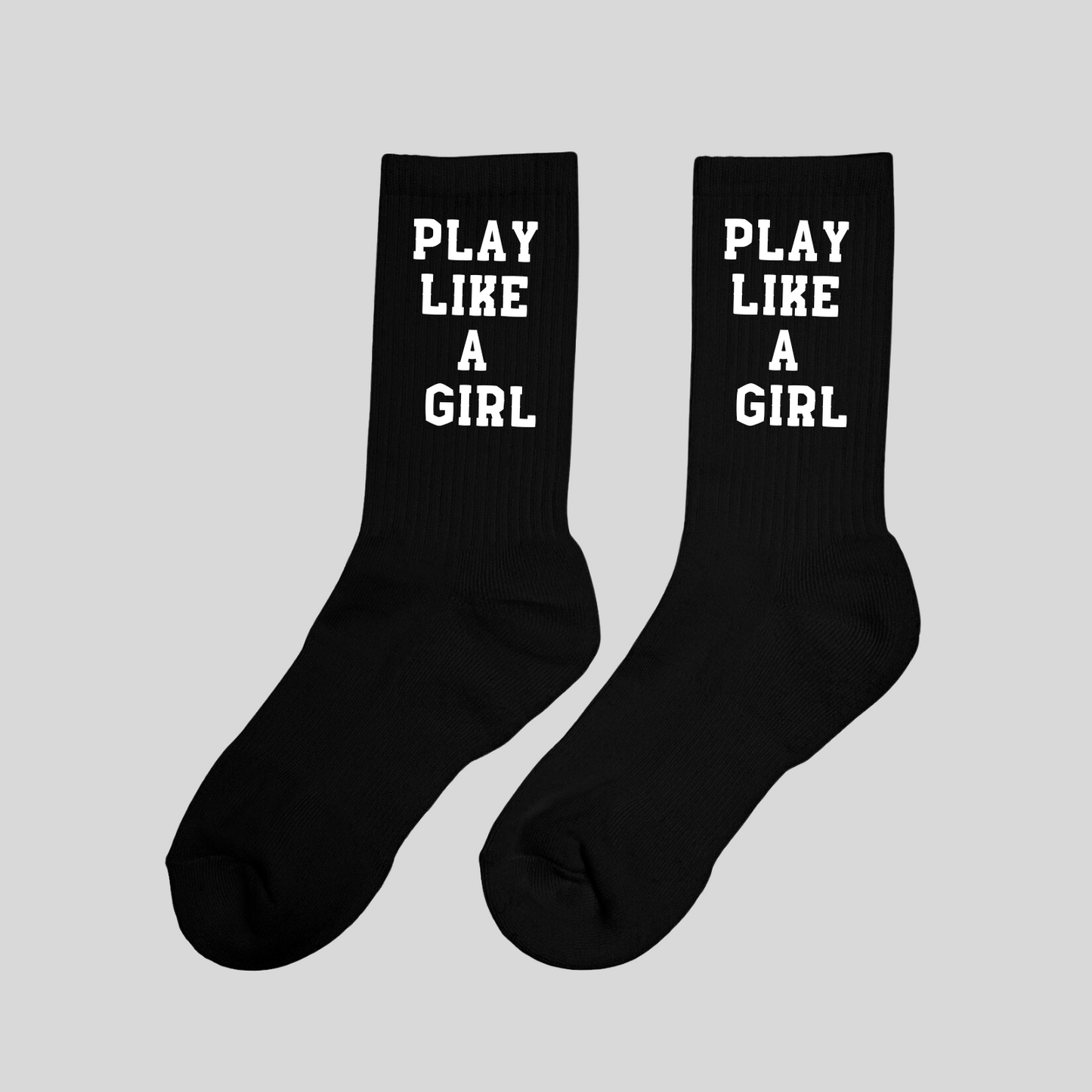 Play Like a Girl Black Crew Socks