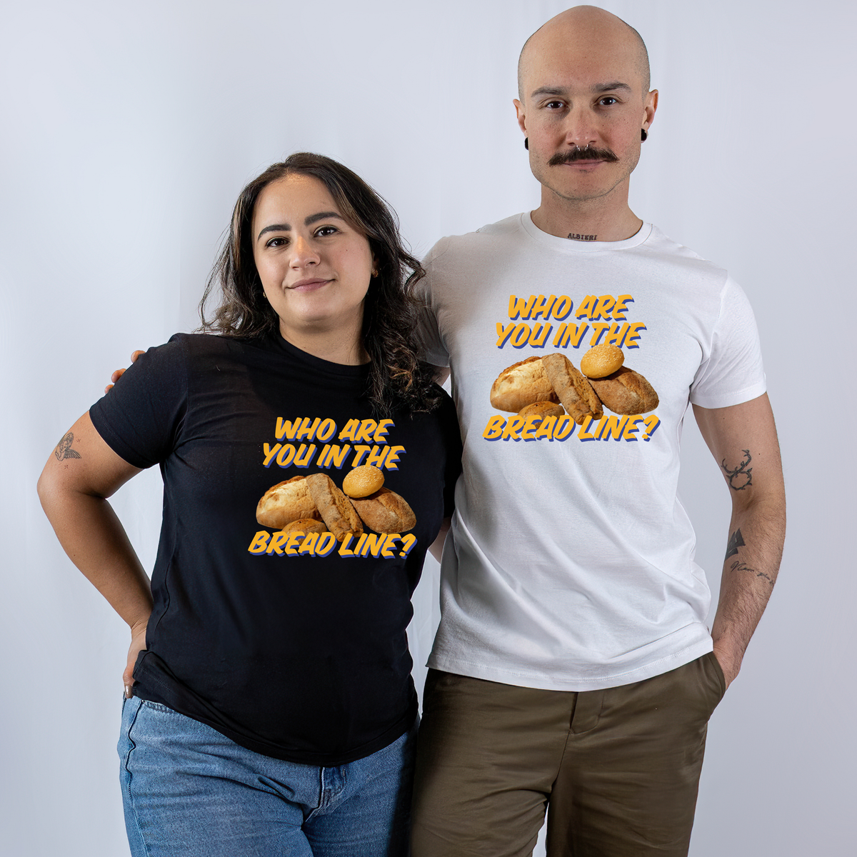 Who Are You In The Bread Line? Basic White/Black Unisex T-shirt