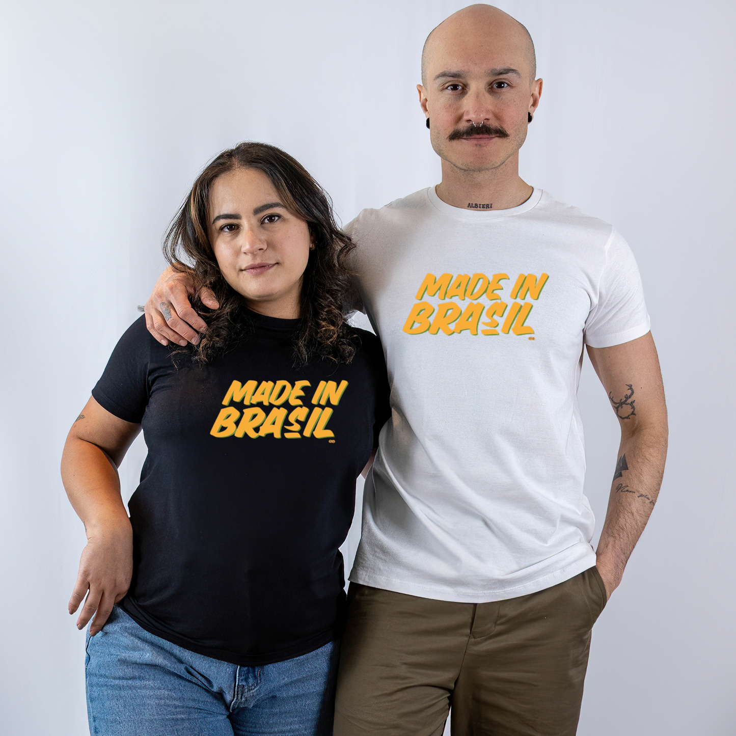 Made in Brasil Basic White/Black Unisex T-shirt