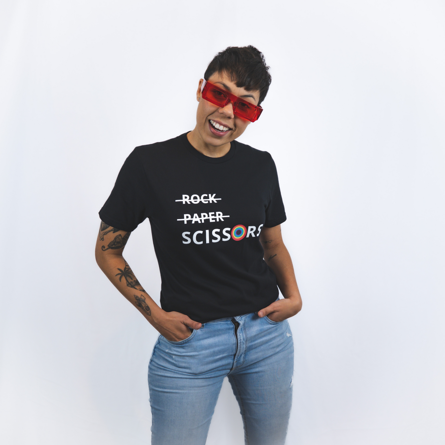 Unisex Scissors Basic Black T-shirt