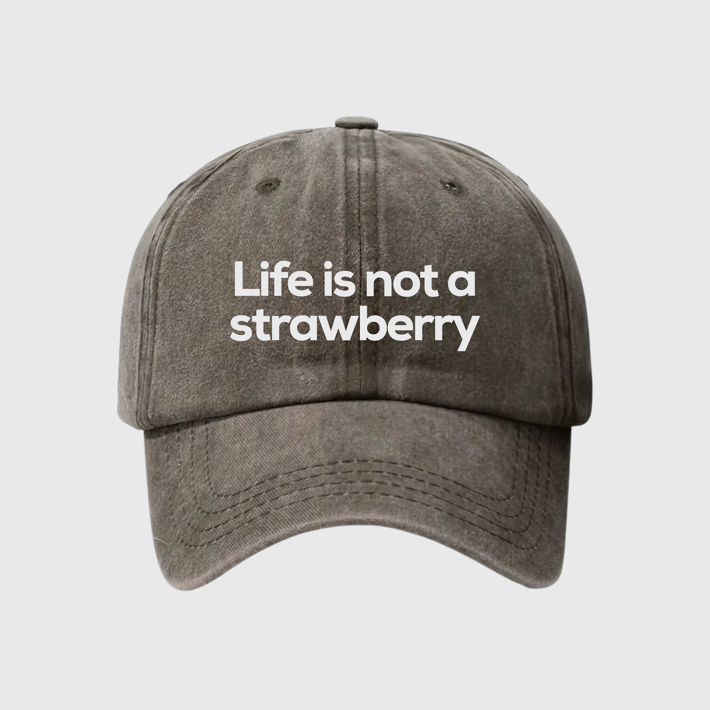 Life is not a Strawberry Stonewashed Embroidered Hat