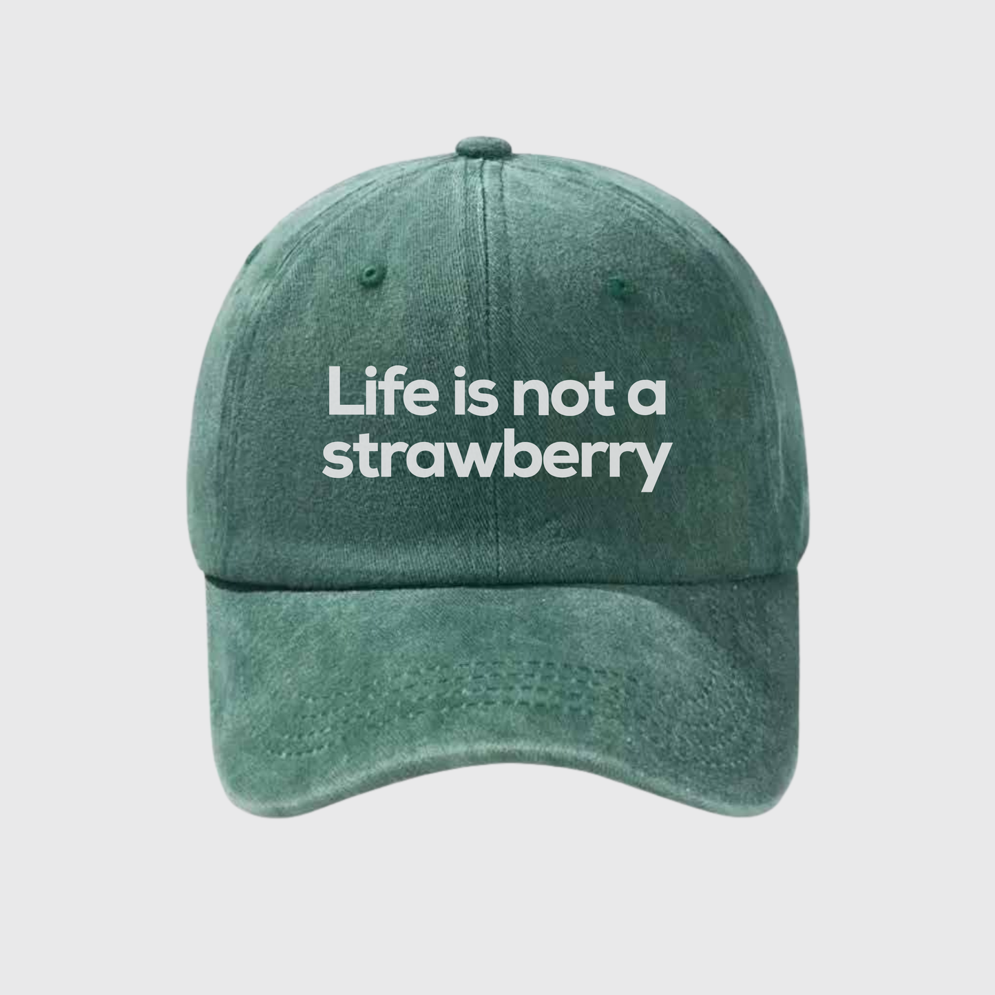 Life is not a Strawberry Stonewashed Embroidered Hat