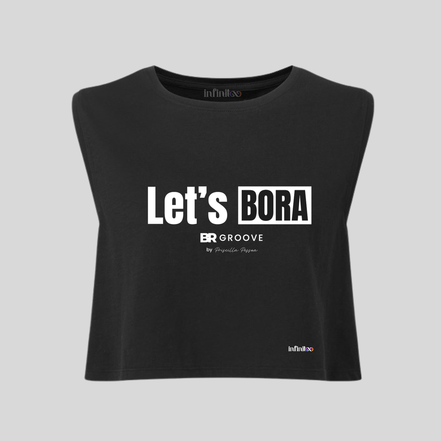 Let's Bora White/Black Unisex Cropped