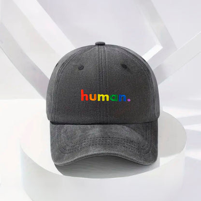 Human Stonewashed Embroidered Hat