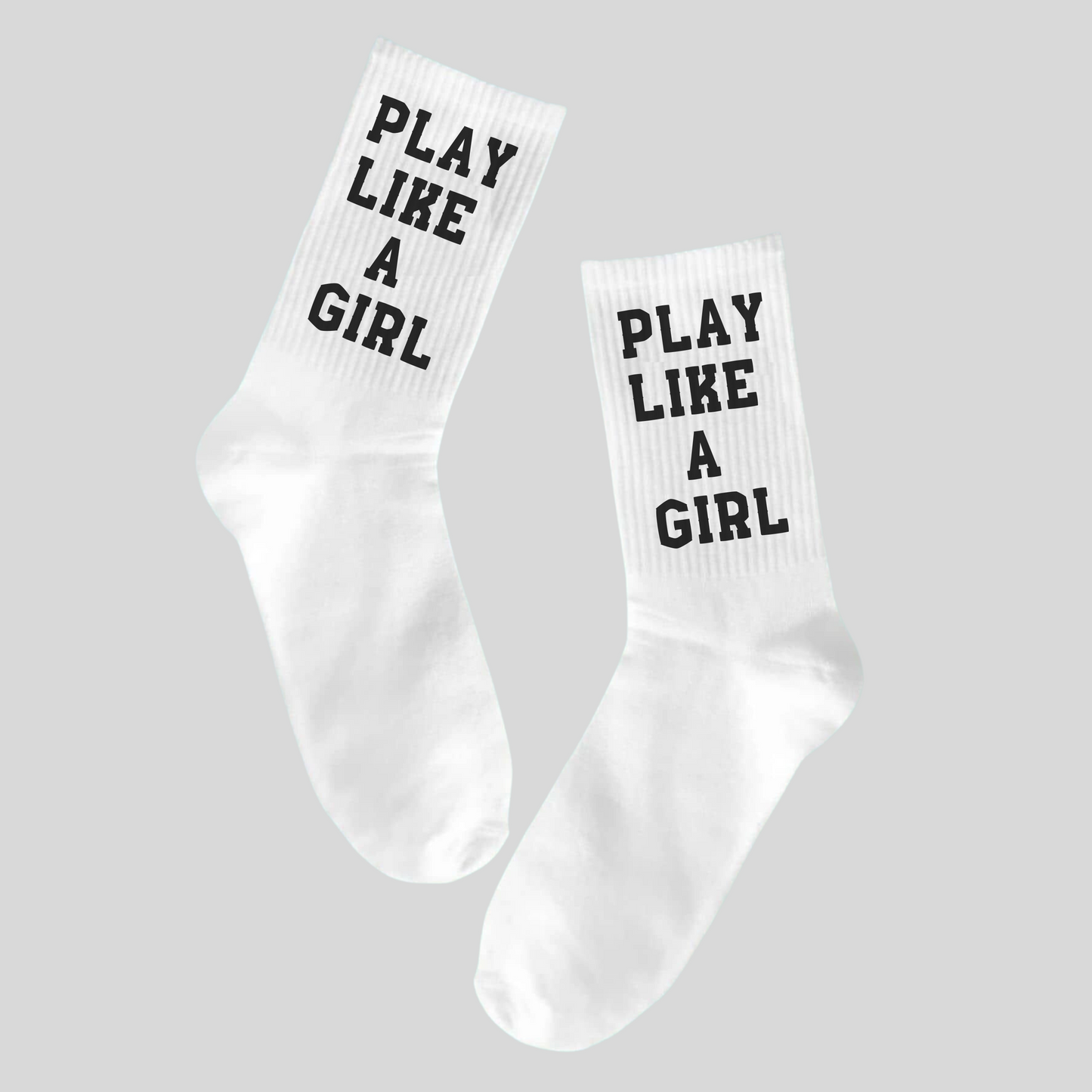 Play Like a Girl White Crew Socks