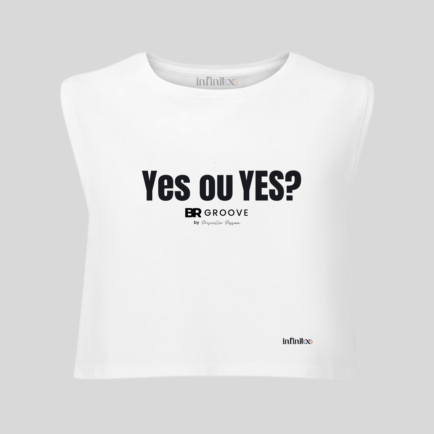 Yes ou YES White/Black Unisex Cropped